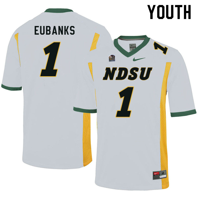 Youth #1 Courtney Eubanks North Dakota State Bison College Football Jerseys Sale-White - Click Image to Close